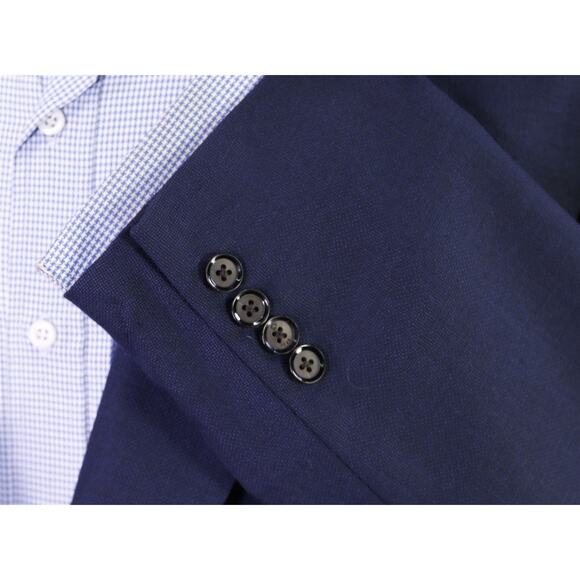 TM Lewin Navy Blue Woven Patch Pocket Wool Blazer Jacket 50R - Picture 6 of 10